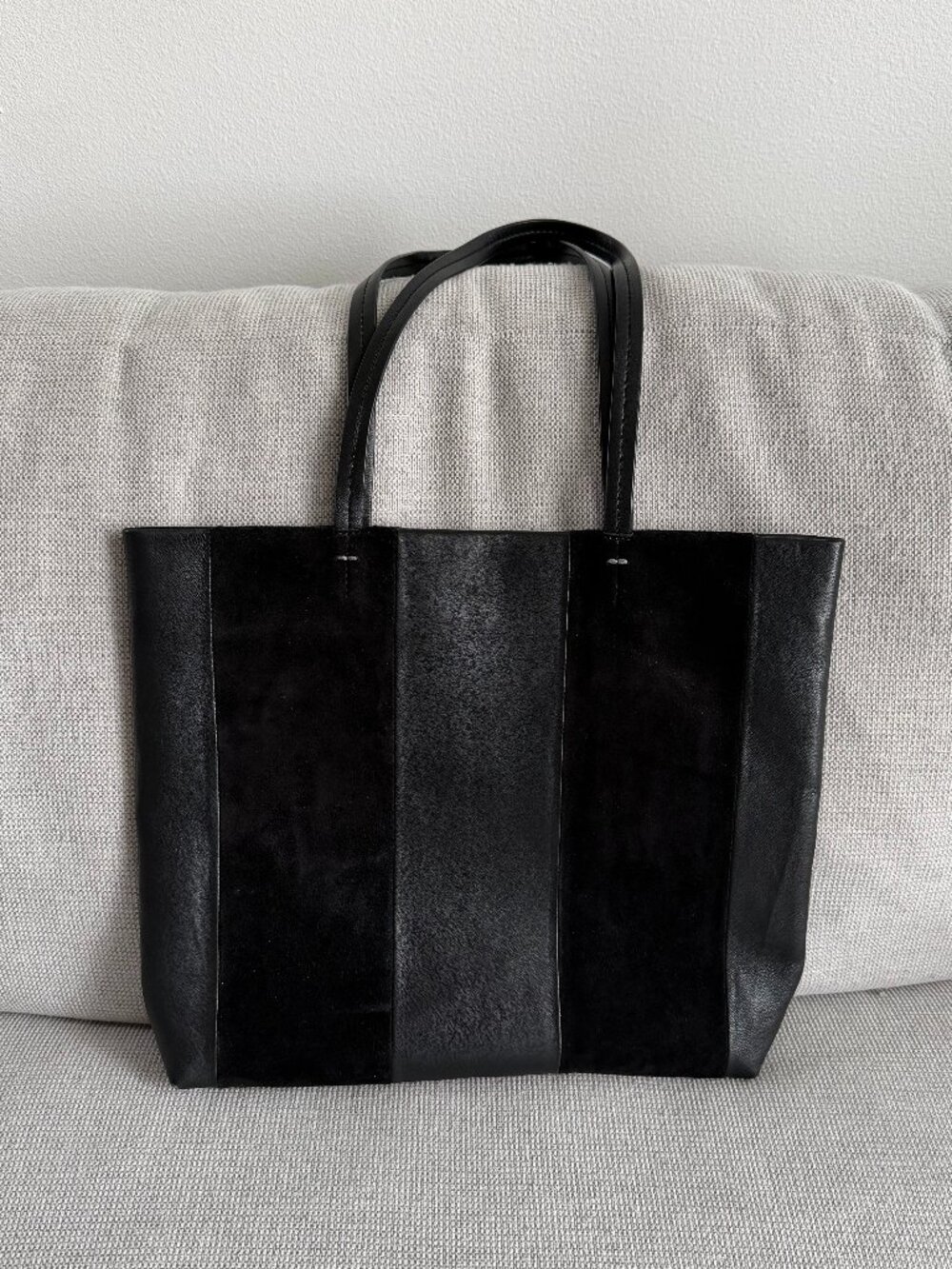 Clare V Bande Tote - Black Leather & Suede